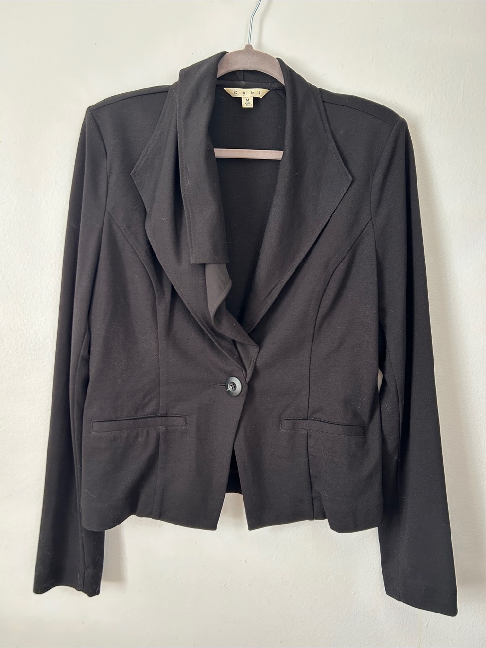 CAbi Absolute Blazer #911 Black Ruffle Lapel Stretch Jacket